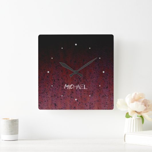 Rood Bruin Zwart Ombre Rust Metaal Aangepaste naam Vierkante Klok (Huis)