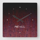 Rood Bruin Zwart Ombre Rust Metaal Aangepaste naam Vierkante Klok (Voorkant)