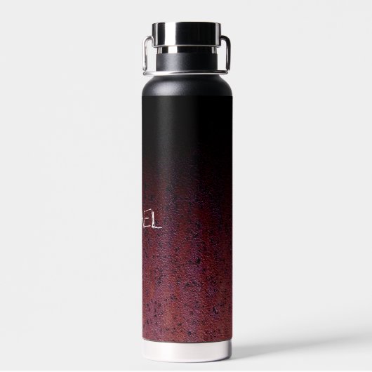 Rood Bruin Zwart Ombre Rust Metaal Aangepaste naam Waterfles (Achterkant)