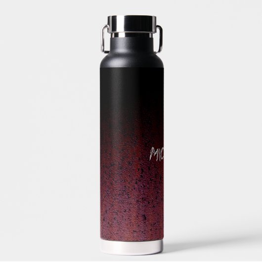 Rood Bruin Zwart Ombre Rust Metaal Aangepaste naam Waterfles (Voorkant)