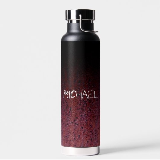 Rood Bruin Zwart Ombre Rust Metaal Aangepaste naam Waterfles (Links)