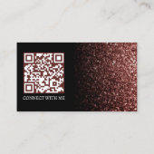 Rood bruine namaak glitters zwart elegante QR-code Visitekaartje (Achterkant)