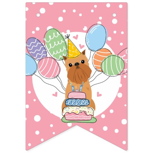 Rood Brussels Griffon Cropped Ears Verjaardag Vlaggetjes (Eerste vlag)