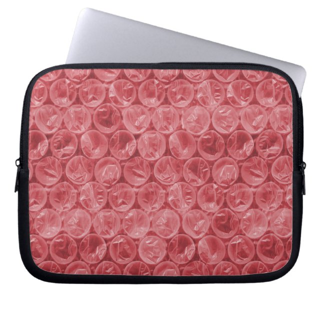 Rood bubbelplastic patroon laptop sleeve (Voorkant)