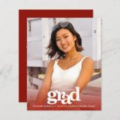 Rood budget afstuderen foto gewaagde uitnodiging (Voorkant / Achterkant)