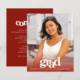 Rood budget afstuderen foto gewaagde uitnodiging