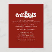 Rood budget afstuderen foto gewaagde uitnodiging (Achterkant)