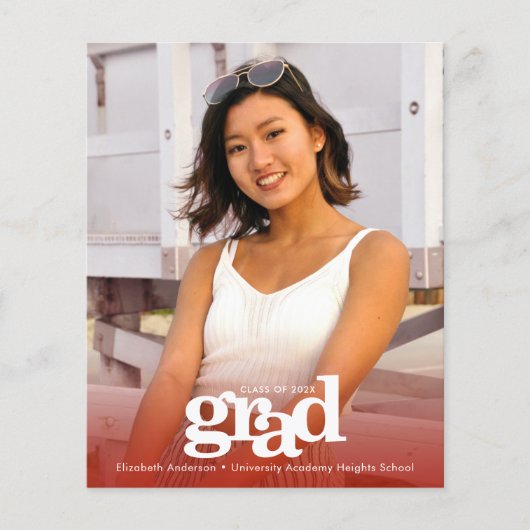 Rood budget afstuderen foto gewaagde uitnodiging (Voorkant)