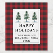 Rood buffalo Geplakte Waterverf Pijn Prettige fees Wijn Etiket (Enkel label)