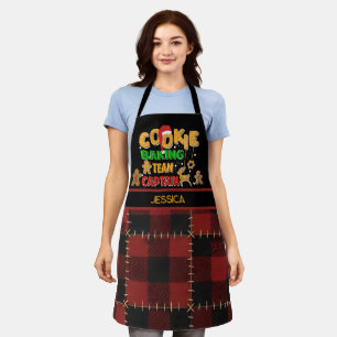 Rood Buffalo Plaid Koekjes Bak Team Naam Schort