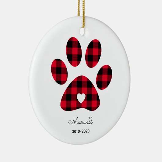 Rood buffalo Speld Afdrukken Wit Hart Keramisch Ornament (Rechts)