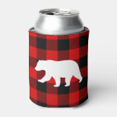 Rood buffelbord en wit Beer Blikjeskoeler (Blikje Voorkant)