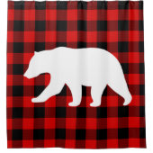Rood buffelbord en wit Beer Douchegordijn (Voorkant)