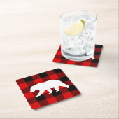 Rood buffelbord en wit Beer Kartonnen Onderzetters (Insitu)