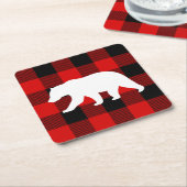 Rood buffelbord en wit Beer Kartonnen Onderzetters (Schuin)