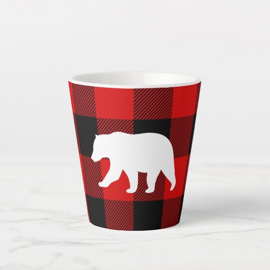 Rood buffelbord en wit Beer Latte Mok (Voorkant)