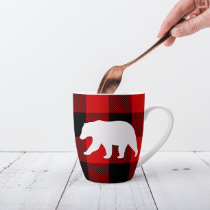 Rood buffelbord en wit Beer Latte Mok