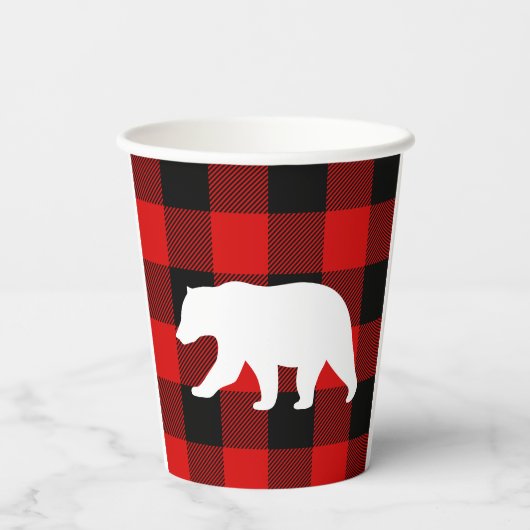 Rood buffelbord en wit Beer Papieren Bekers (Achterkant)