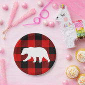 Rood buffelbord en wit Beer Papieren Bordje (Feest)