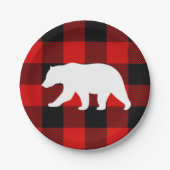 Rood buffelbord en wit Beer Papieren Bordje (Voorkant)