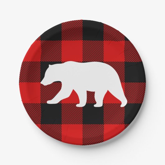 Rood buffelbord en wit Beer Papieren Bordje (Voorkant)