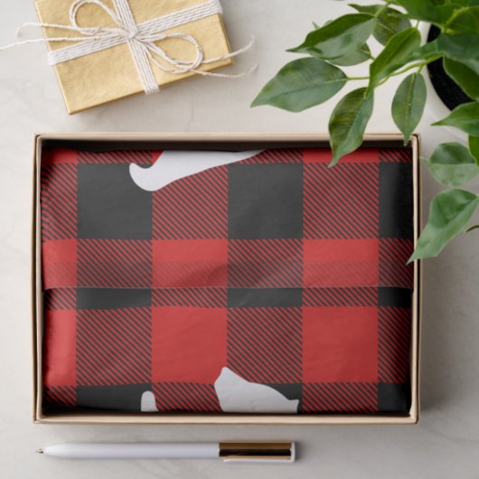 Rood buffelbord en wit Beer Tissuepapier (Geschenk)