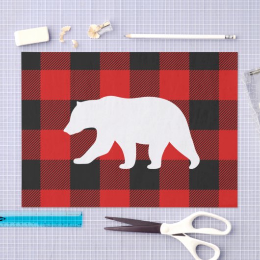 Rood buffelbord en wit Beer Tissuepapier (Craft)