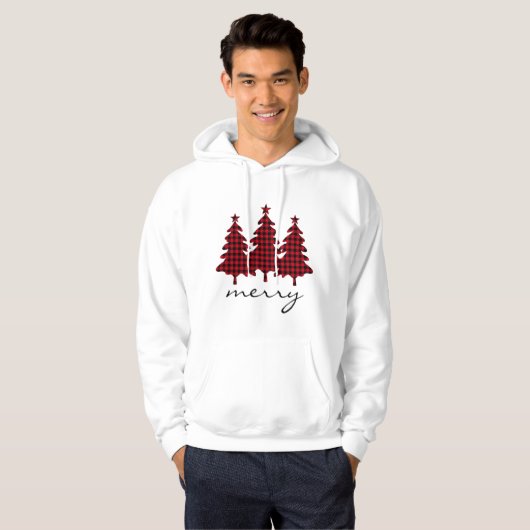 Rood buffelmonster pijnbomen hoodie (Voorkant volledig)