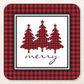 Rood buffelmonster pijnbomen kartonnen onderzetters (Voorkant)