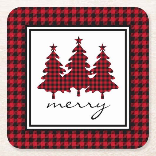 Rood buffelmonster pijnbomen kartonnen onderzetters (Voorkant)