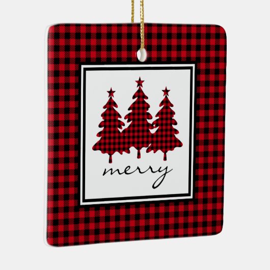 Rood buffelmonster pijnbomen keramisch ornament (Rechts)