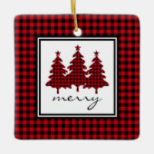 Rood buffelmonster pijnbomen keramisch ornament (Voorkant)