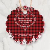 Rood buffelpatroon Bijbel Verse kerstpine Bedankjes Labels (Achterkant)