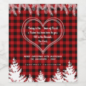 Rood buffelpatroon Bijbel Verse kerstpine Wijn Etiket (Enkel label)