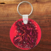 Rood bull bij Sterrennacht Sleutelhanger Gift (Voorkant)