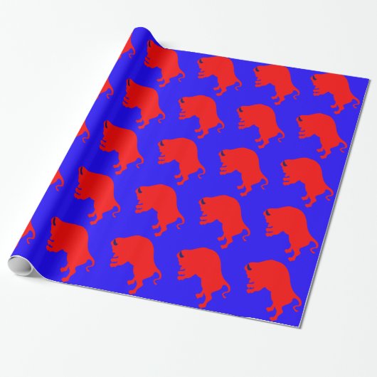 Rood bull blauw omslagpapier cadeaupapier (Uitgerold)