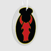 Rood bull pleister en crème acrylversiering ornament (voorkant)