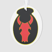 Rood bull pleister en crème acrylversiering ornament (voorkant)