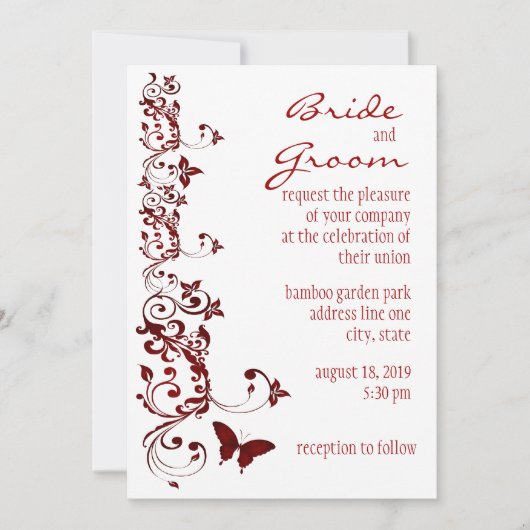 Rood Butterfly Weddenschap Kaart (Voorkant)