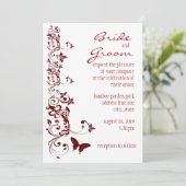 Rood Butterfly Weddenschap Kaart (Staand voorkant)