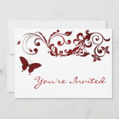 Rood Butterfly Weddenschap Kaart (Achterkant)