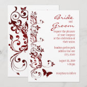 Rood Butterfly Weddenschap Kaart (Voorkant / Achterkant)