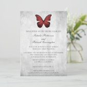 Rood Butterfly Weddenschap Kaart (Staand voorkant)