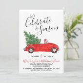 rood cabriolet auto vakantie feest kaart (Staand voorkant)