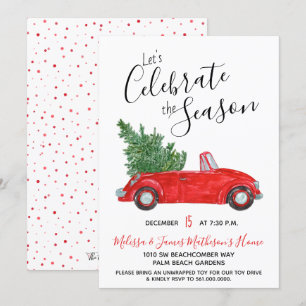 rood cabriolet auto vakantie feest kaart