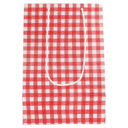 Rood cadeau Label op Gingham Medium Cadeauzakje (Achterkant)