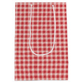 Rood cadeau Label op Gingham Medium Cadeauzakje (Achterkant)
