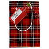 Rood cadeau Label op tartan Medium Cadeauzakje (Voorkant)