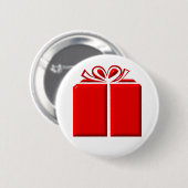 Rood cadeau met boog ronde button 5,7 cm (Voorkant /achterkant)