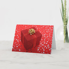 Rood Cadeau met gouden baard Feestdagen Kaart
